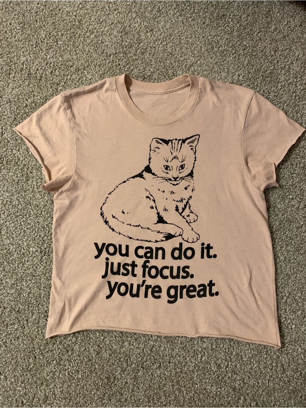 Soft Pink Cat Graphic Tee - Encouraging Message